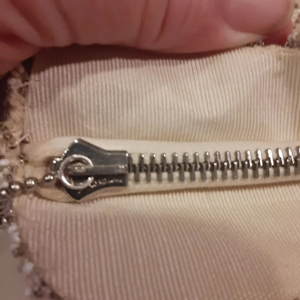 Vintage Czechoslovakia Beaded Mini Purse w/ Finger Rings